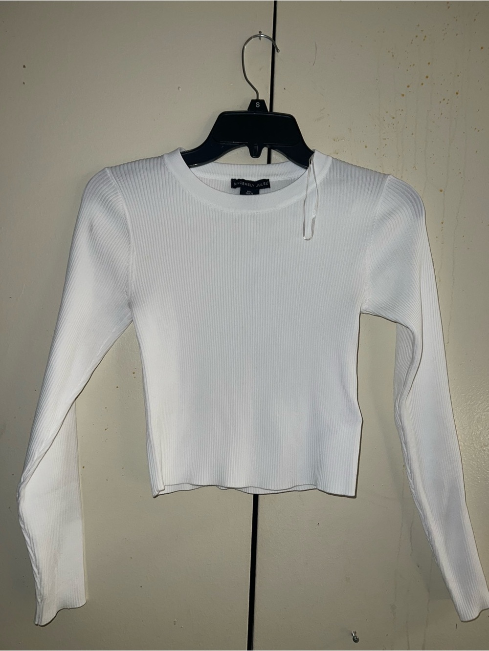 Girl Sincerely Jules White Ribbed Long-Sleeve Crewneck Top